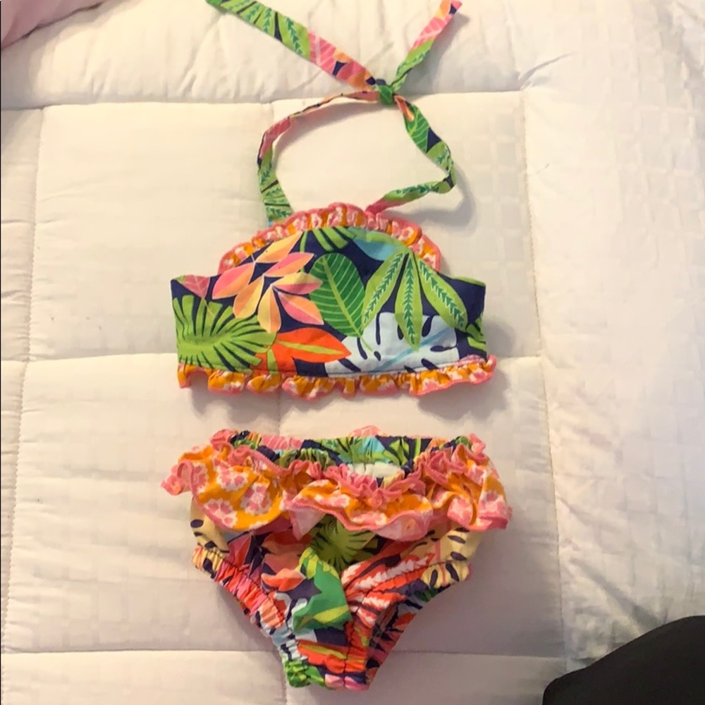 🌺🏝Ricrac & Ruffles 3/6 months tropical bikini🏝